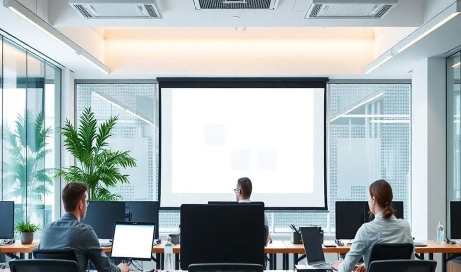 Modern office with efficient workspace setup